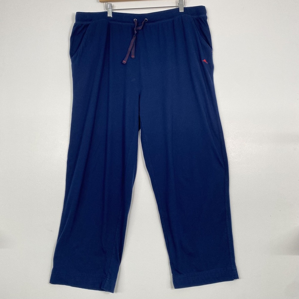 Tommy Bahama Lounge Pants Mens 2XL Blue Knit Drawstring Jersey Sleepwear Soft